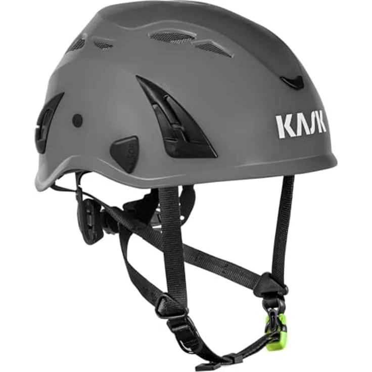 KASK Superplasma PL, Kletterhelm nach EN 12492, universell einstellbar für Kopfumfang 51-62 cm, anthrazit, mit 10 Belüftungsschlitzen und integriertem Lampenhalter-Clip – Bild 1