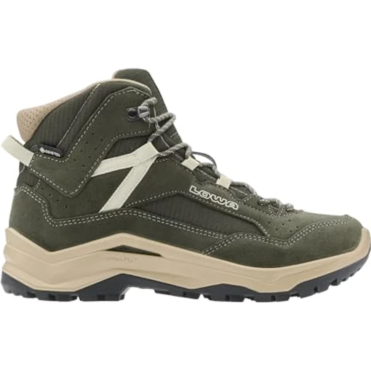 Lowa Ventierra QC GTX, wasserdichter Wanderschuh aus Veloursleder/Textil mit GORE-TEX-Membran, olivgrün/beige – Bild 1