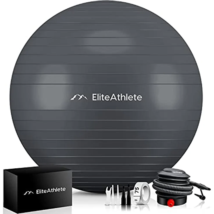 EliteAthlete Gymnastikball Sitzball Büro ergonomisch mit Anti Burst System - Fitness Pilates Schwangerschaft - Schwangerschaftsball Fitnessball Yogaball - Yoga Ball 55cm inkl. Luftpumpe – Bild 1