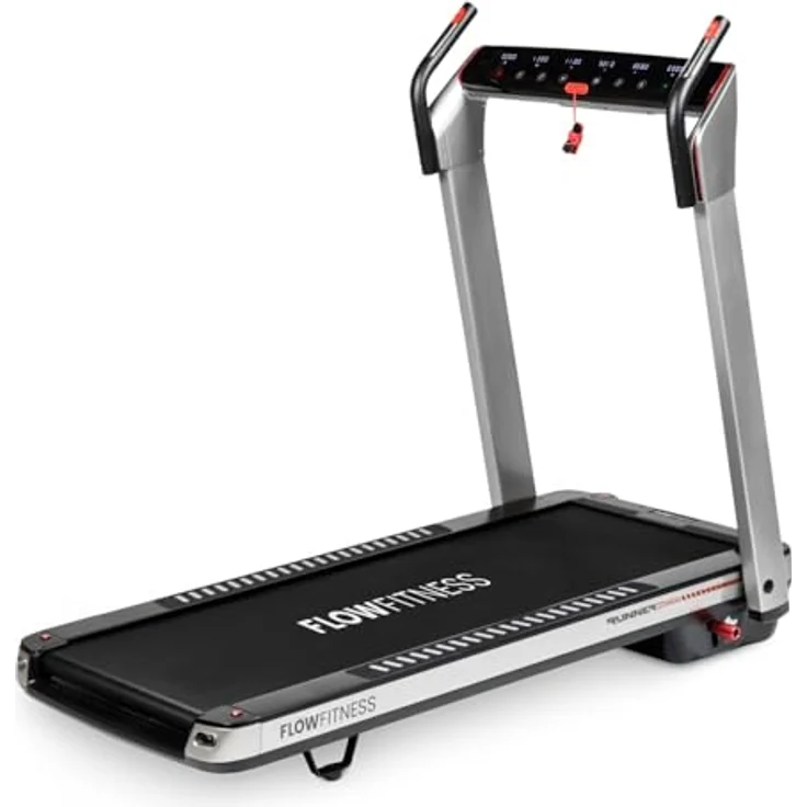 Flow Fitness DTM400i Laufband – 2.5 PS Motor, 14 km/h, 12% Steigung, 12 Trainingsprogramme, klappbar, USB-Ladeanschluss, 130 x 49 cm Lauffläche – Bild 1