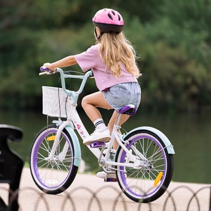 Huffy Girly Girl 20-Zoll Kinderfahrrad, weißes Singlespeed mit Blumengrafik und großem Lenkerkorb – Bild 9