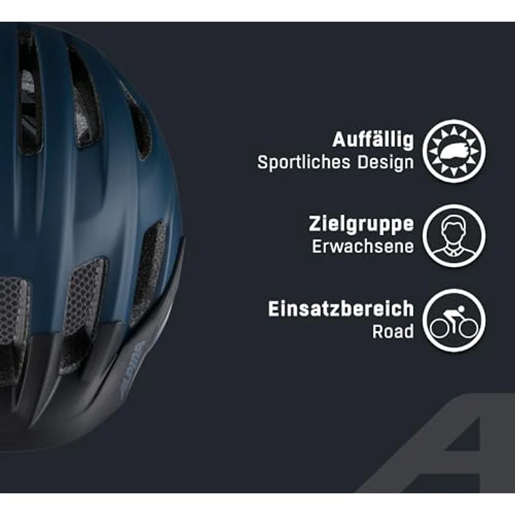 ALPINA Paranus, Trekking-Fahrradhelm mit stoßabsorbierender EPS-Innenschale und großem Lufteinlass, dunkelblau – Bild 3
