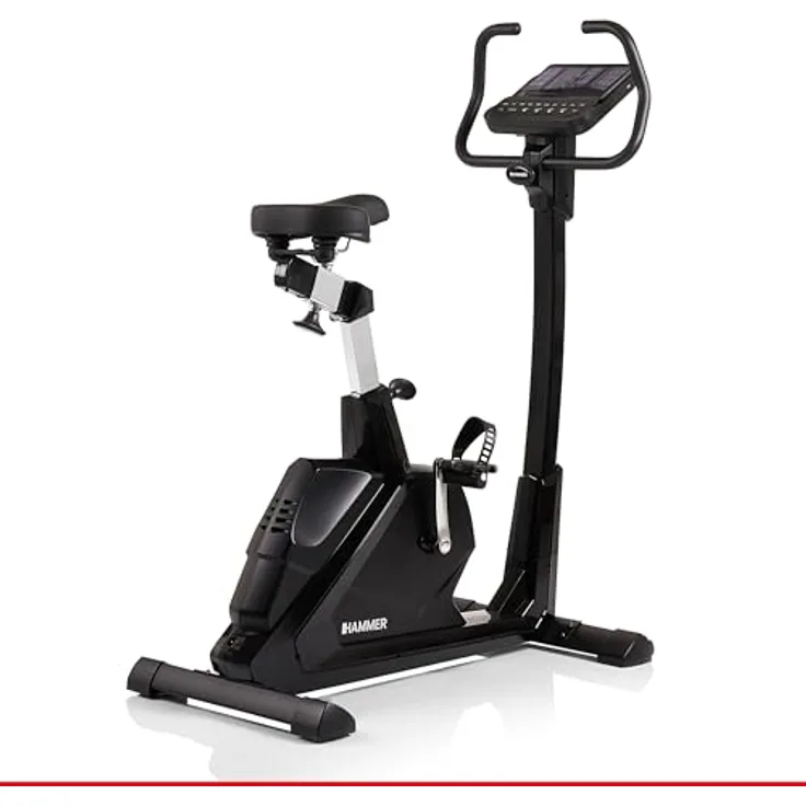 HAMMER Ergometer Varon XTR II, Fitnessbike, Heimtrainer für Zuhause mit tiefem Einstieg, XL-Display, 16 Trainingsprogramme, Bluetooth Anbindung, kompatibel mit Kinomap & Zwift
