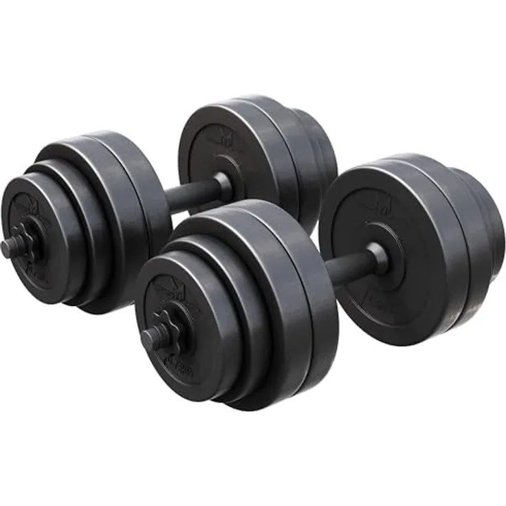GYRONETICS® Kurzhantelset 30kg - 2er Set, Gewichte 8x2,5kg / 4x1,25kg / 4x0,75kg, mit 4 Sternverschlüssen, 25mm, Griff gerändelt, rutschfest, Kunststoff - Kurzhanteln, Hantelset, Kurzhantel Set