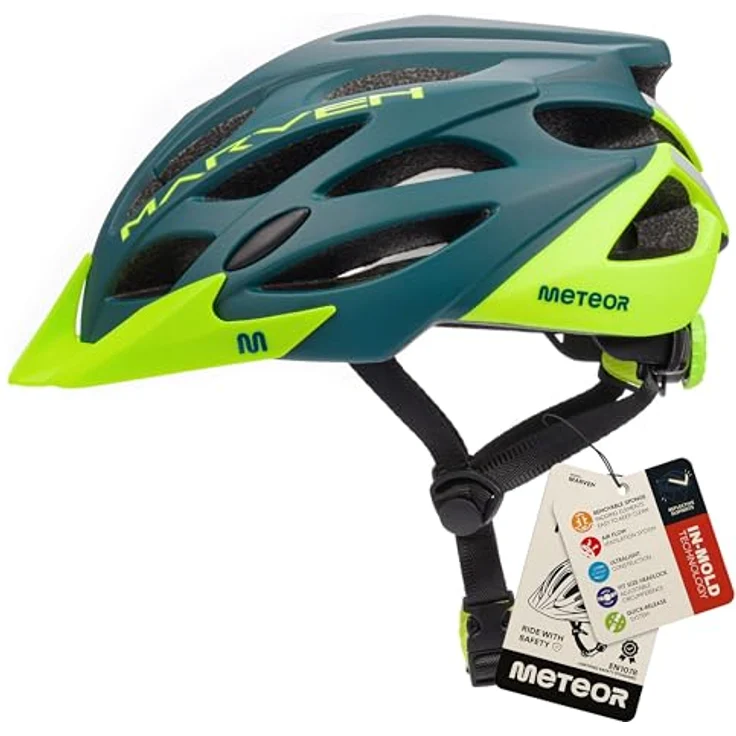 meteor® Marven Fahrradhelm für Herren, Damen und Kinder, MTB-Helm mit LUFTDURCHLASS-System, hygienischem Innenleben und Schnellverschluss, schwarz – Bild 1