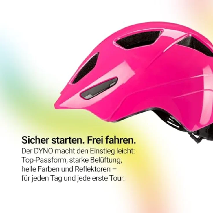 KED Dyno Kinderhelm – Sicherer Fahrradhelm mit In-Mold Technologie, verstellbarer Passform & Reflektoren, leicht und komfortabel für Kinder, Sky Pink Glossy, Größe 52-57 (M) – Bild 4