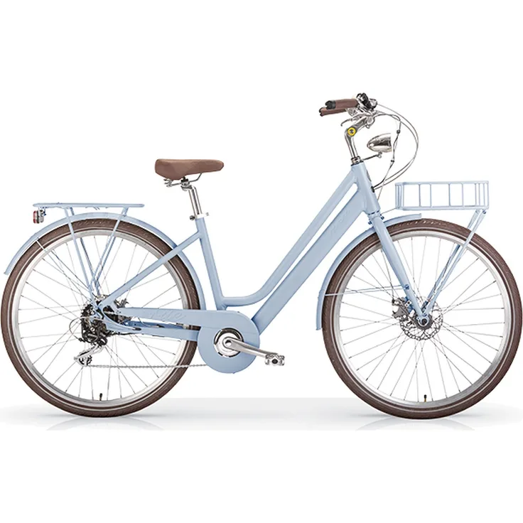 MBM Elektro-Citybike LA RUE 2.0, matt sky mit Etrotek Heckmotor und 10,5 Ah Akku