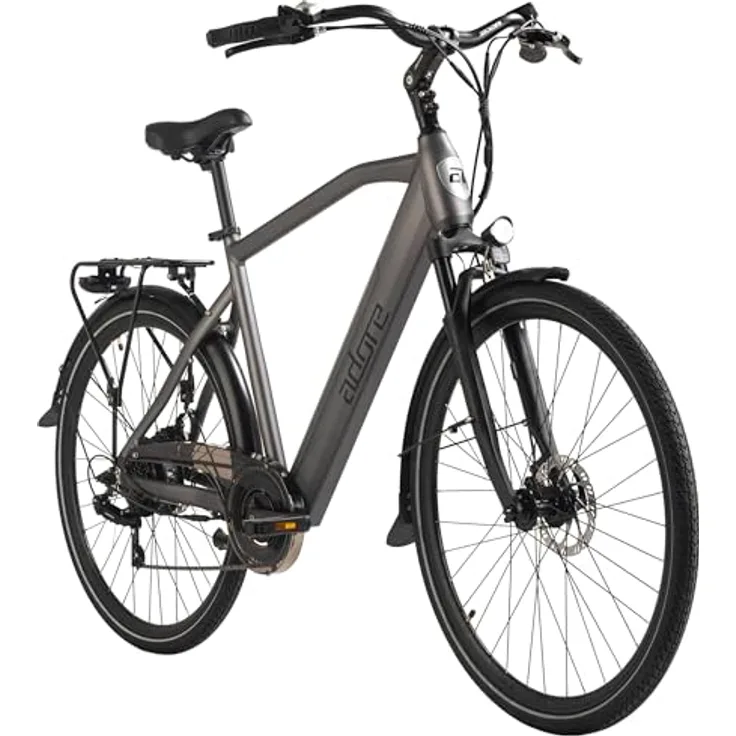 adore-bikes ADORE E-Citybike 28" Alu Cityfahrrad CV-190 Heckmotor 45NM / 12,8Ah Anthrazit Matt