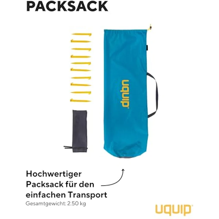 Uquip Speedy Strandzelt & Strandmuschel, 2.50 kg, Grau-Blau, innovatives Schnellaufbausystem, 115 cm Höhe, robustes Polyester – Bild 5