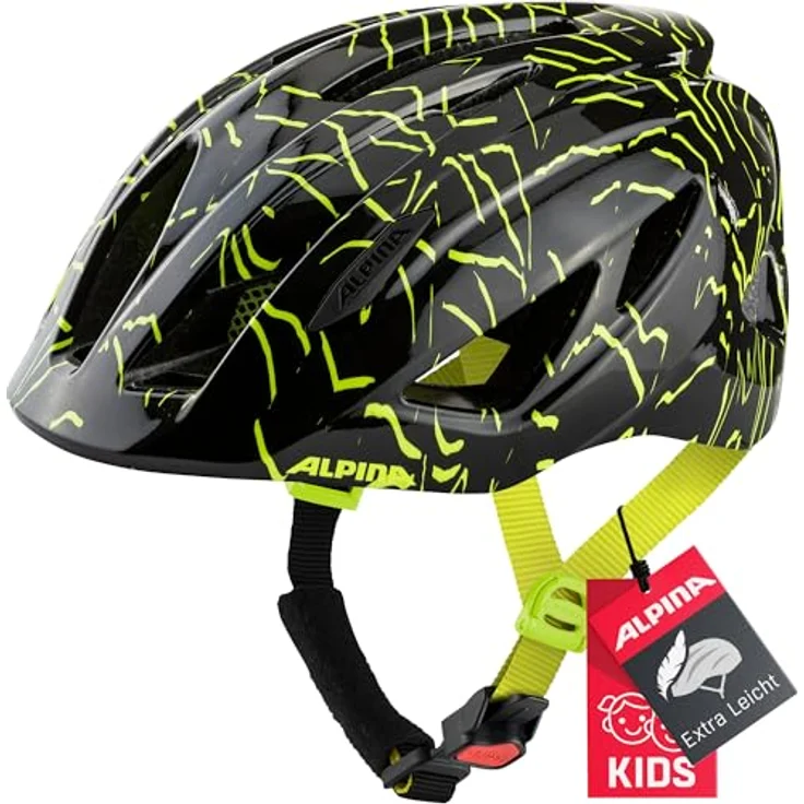 Alpina Kids Pico Black - Neon Yellow Gloss, Größe 50 - 55 cm - Fahrradhelm, Farbe Schwarz – Bild 2