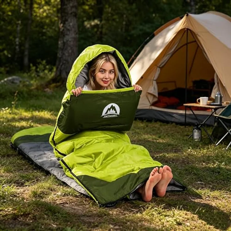 SWTMERRY Schlafsack für 3-4 Jahreszeiten, wasserdicht und atmungsaktiv, leicht, für Jugendliche und Erwachsene, ideal für Wandern und Campen – Bild 3