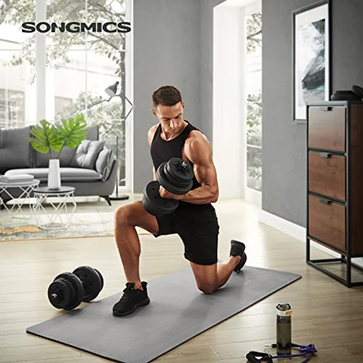 SONGMICS Hanteln 2er Set, Kurzhanteln, 2 x 10 kg, für Männer und Frauen, Fitness, Gewichtheben für Zuhause, Fitnessstudio, schwarz SYL20HV1 – Bild 2