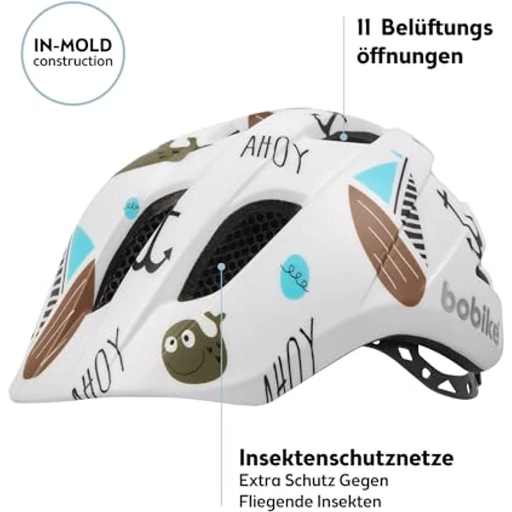 bobike Kids Plus, Velohelm für Kinder, 46 - 53 cm, mit 11 Belüftungsöffnungen, reflektierenden Applikationen und Moskitonetz – Bild 4