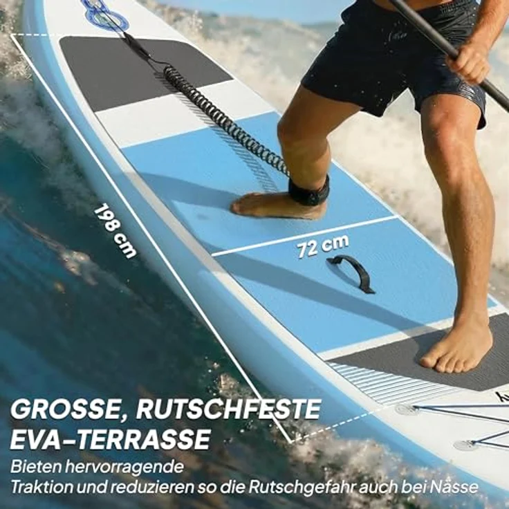 sportnow Outsunny Stand Up Paddling Board Set, aufblasbar 320 cm, blau, mit Paddel und max. Tragkraft 160 kg, ideal für Anfänger und Familien – Bild 4