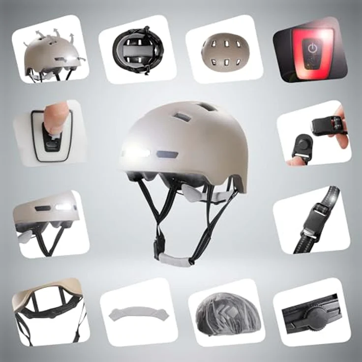 Crazy Safety Velohelm Matt Sand, Fahrradhelm für 57-61 cm mit Belüftung und verstellbarem Gurt – Bild 10