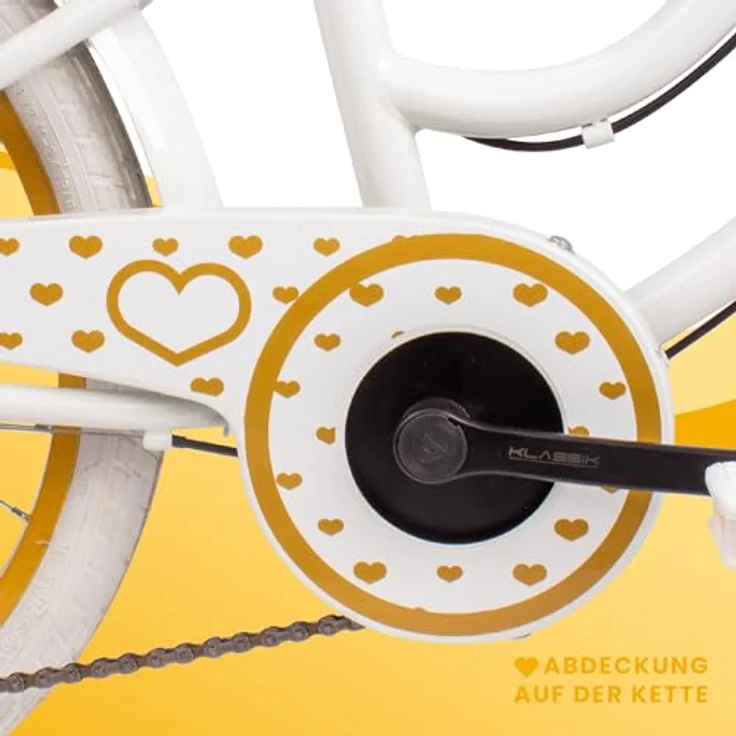 sun baby Mädchenfahrrad 20 Zoll Radgröße Heart Bike 6 Gang Shimano Kinderfahrrad für Mädchen 6-10 Jahre (Weißgold) – Bild 4