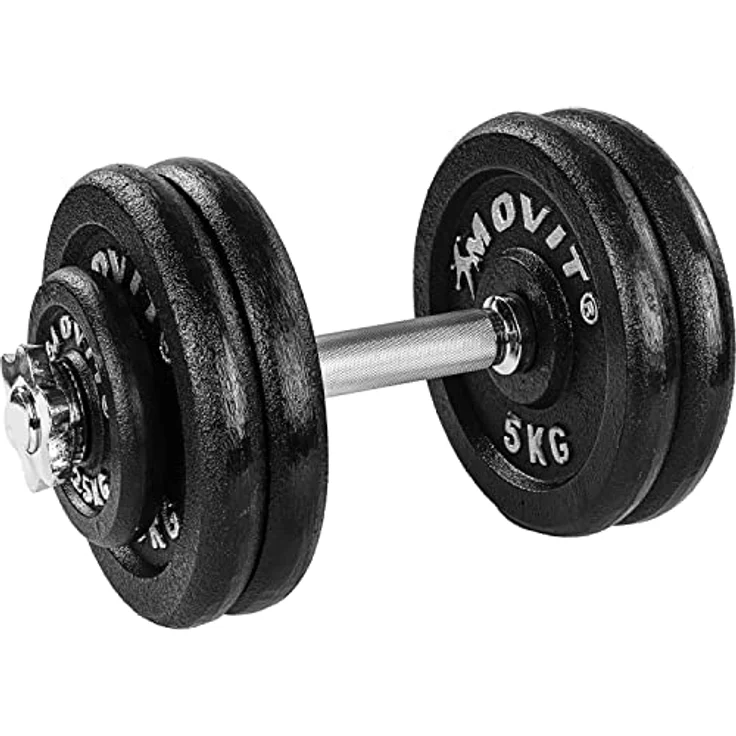 MOVIT® Kurzhantel PRO Set, Gusseisen Hantel, 1x 25kg, Stange 30mm Standardnorm, Griff gerändelt, Sternverschlüsse, Hantel Set Kurzhantelset Gewichte – Bild 1