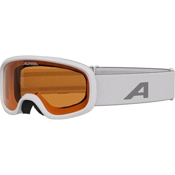 ALPINA PINEY 2.0, Beschlagfreie und bruchsichere Skibrille für Kinder mit 100% UV-Schutz, white matt – Bild 1