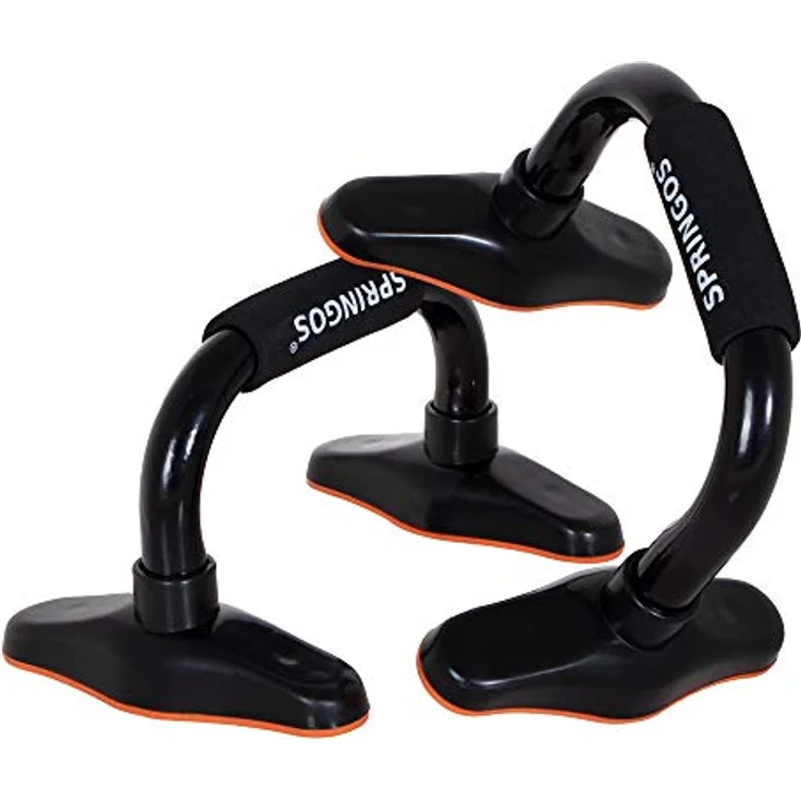 SPRINGOS Liegestützgriffe mit Anti-Rutsch-Unterlagen 2 Stück Push-up-Bars 24 cm lang Set- 2 Stück Muskelaufbau Muskeltraining Bodybuilding für ein Home Gym - Schwarz 24 cm – Bild 2