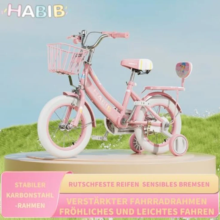 Habib Gruppe Kinderfahrrad, komplettes Set mit Karbonstahlrahmen, höhenverstellbar, pink – Bild 2