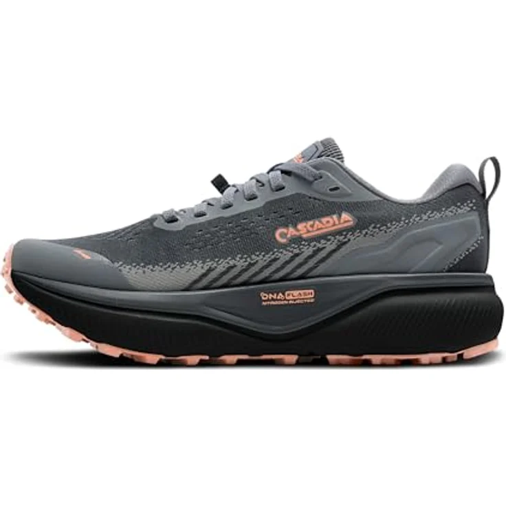 Brooks Cascadia 20 Damen All-Terrain-Laufschuh mit Vibram Megagrip Sohle, Grey/Grey/Peach, Größe 40.5 – Bild 2