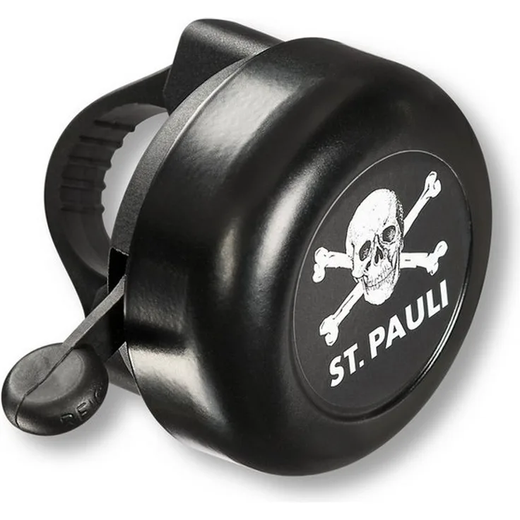 FC St. Pauli Totenkopf Fahrradklingel, robuste Kinderfahrradklingel in Schwarz mit lautem Klang