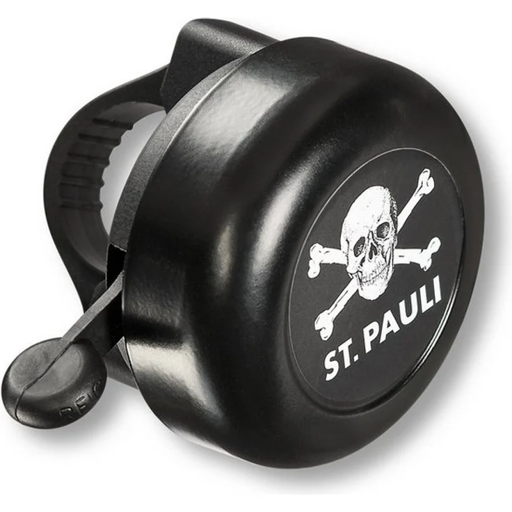 FC St. Pauli Totenkopf Fahrradklingel, robuste Kinderfahrradklingel in Schwarz mit lautem Klang – Bild 1