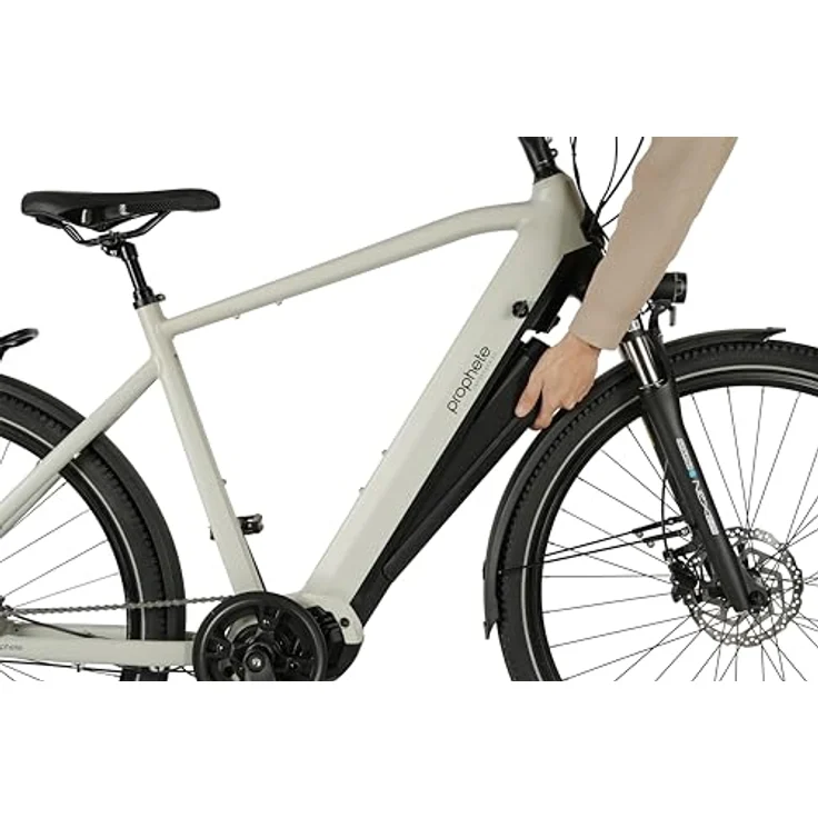 Prophete Entdecker 5.0 E-Bike, 28" Trekkingrad mit AEG SportDrive II Mittelmotor 250 W, 48 V/800 Wh Akku bis 220 km Reichweite, Deore 10-Gang, hydraulische Scheibenbremsen, grau, RH 54 cm – Bild 3