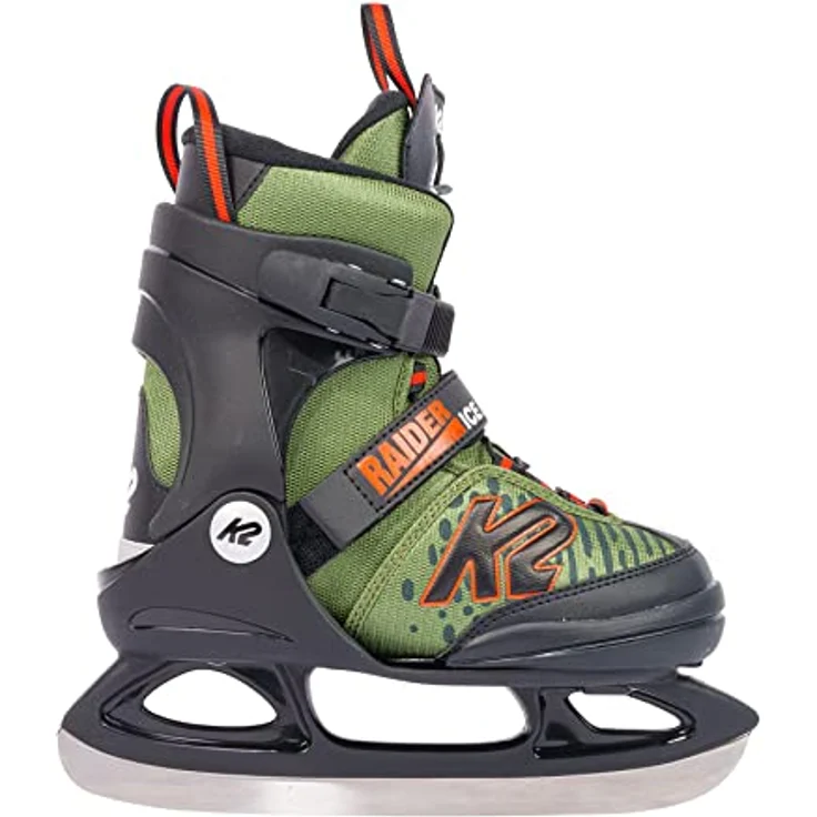 K2 Skates Jungen Schlittschuhe Raider Ice, verstellbar in Größen, grün-orange, mit K2 Softboot-Technologie und Edelstahlkufen – Bild 2
