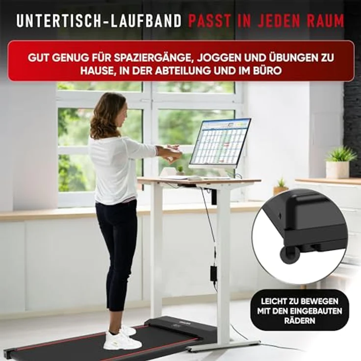 Laufband Walking Pad Gewicht 100 kg 0.75 PS 1-6km/h Ultraflach Walking Pad Unter dem Schreibtisch – Bild 5