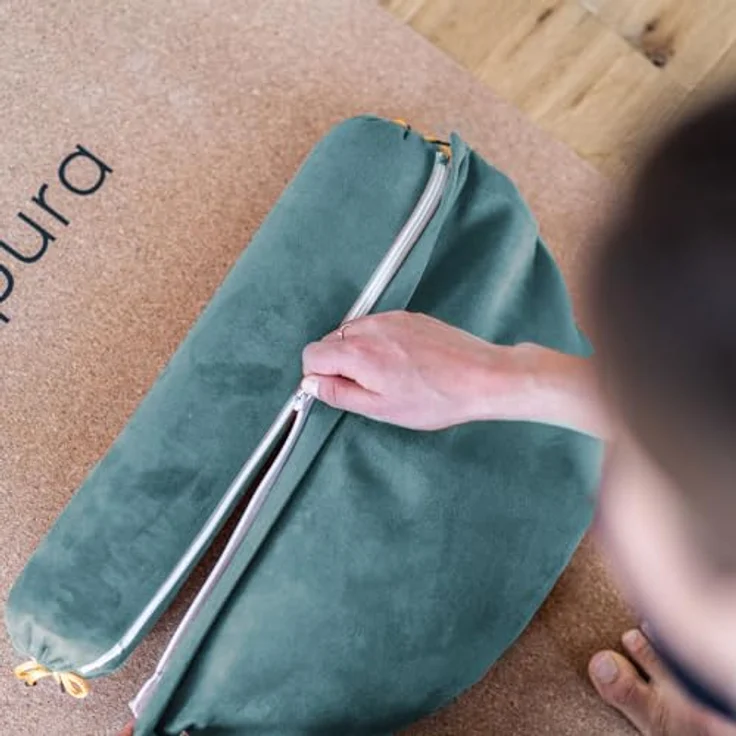 SAPURA Yogakissen mit Buchweizen - 2in1 Reise Meditationskissen und Yoga Bolster Rolle, Naturfarben – Bild 4