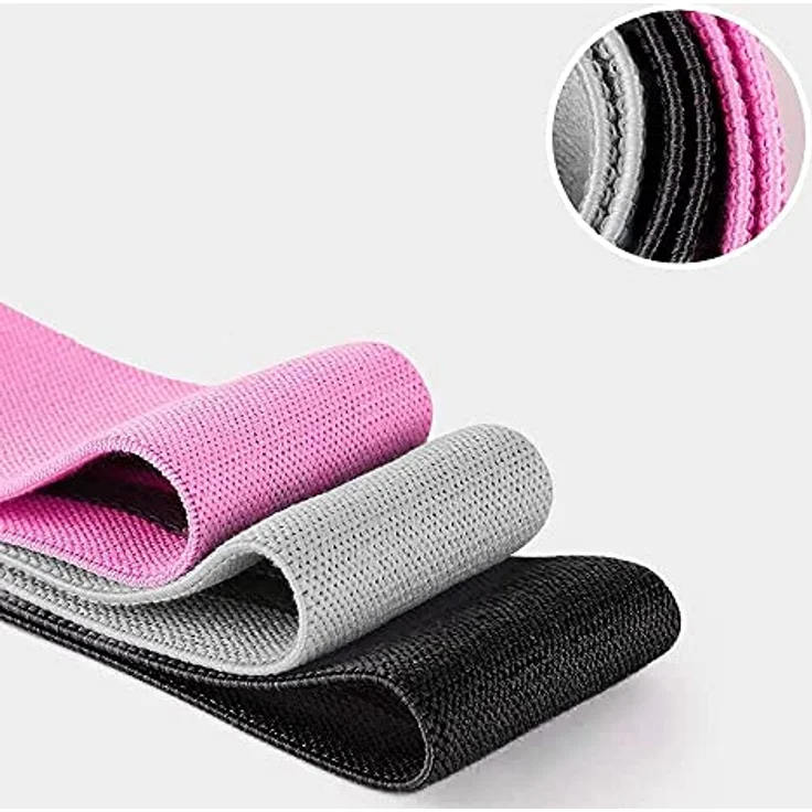 WOZINSKY 3 x Fitnessbänder, Gymnastikbänder in Grau, Rosa und Rot, Trainingsbänder für Ganzkörpertraining, Yoga und Pilates in 3 verschiedenen Stärken – Bild 2