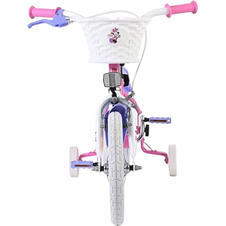 Volare Disney Minnie Kinderfahrrad, 14 Zoll, rosa, mit Korb, Hand- und Rücktrittbremse, abnehmbare Stützräder – Bild 7