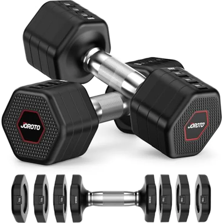 JOROTO Hanteln Set, 4-in-1 Verstellbare Kurzhanteln 2er Set, 2–5 kg, schwarz