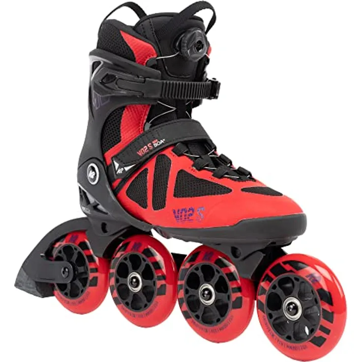 K2 Skates VO2 S 100 BOA Inline Skates, Unisex, rot, Größe EU: 48, mit 100 mm Rollen und BOA-Verschlusssystem