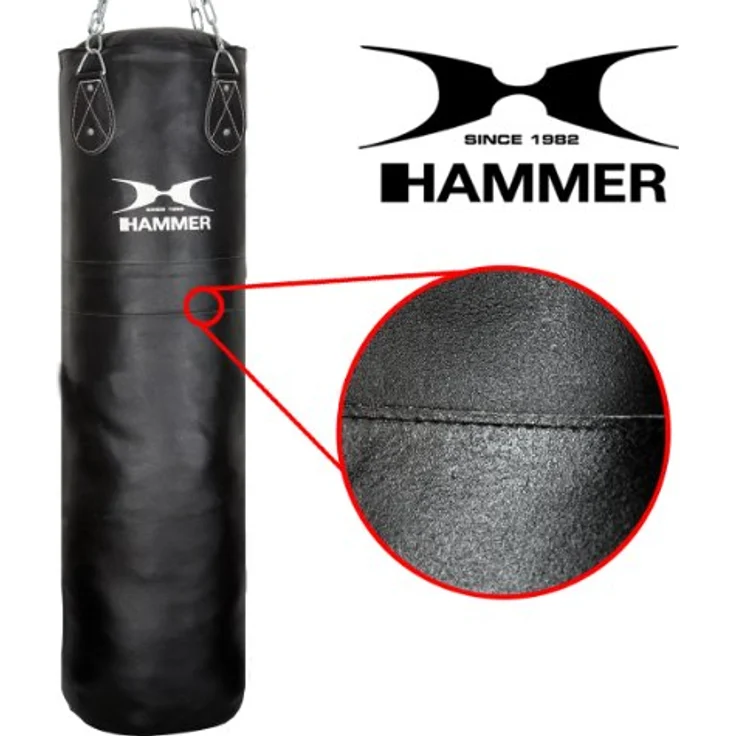 HAMMER 92910 Boxsack Premium Leder, schwarz, 100 cm für Koordination und Muskulaturaufbau – Bild 2