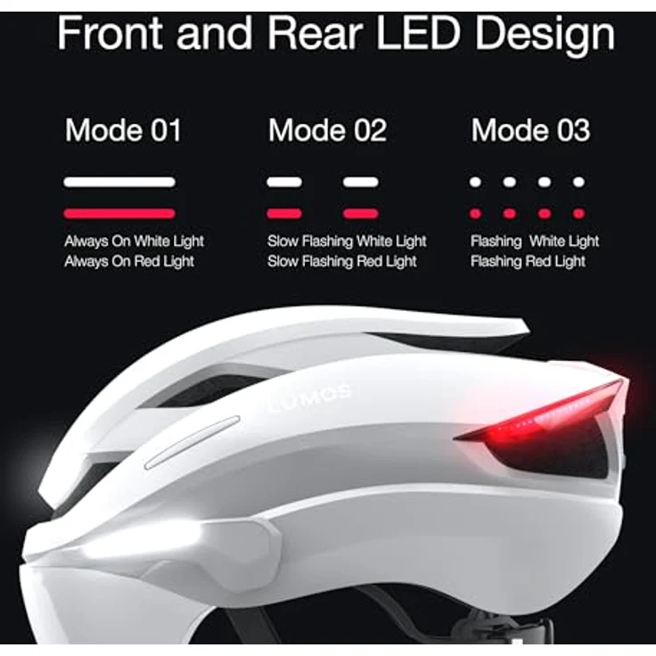 Lumen Labs Lumos Ultra E-Bike MIPS, Fahrradhelm mit integrierter COB-LED-Beleuchtung, Blinkern und 2-stufig schwenkbarem Visier, Lunar white M/L – Bild 2