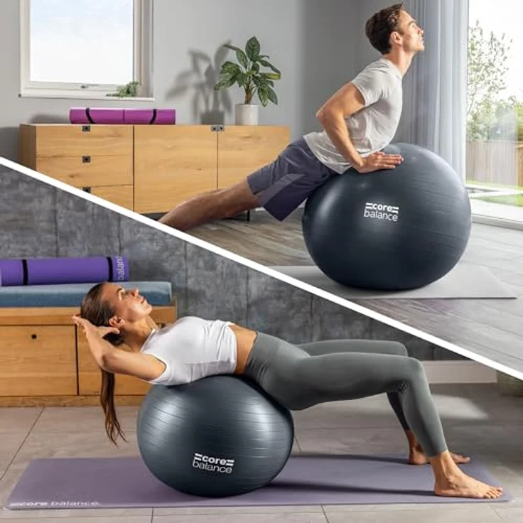 Core Balance, berstsicherer Gymnastikball - für Fitness Yoga Schwangerschaft - 55cm 65cm 75cm 85cm - inkl. Luftpumpe – Bild 2