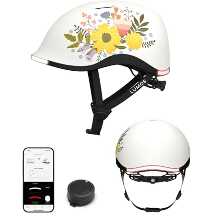 Lumen Labs Lumos Nyxel, trendiger Fahrradhelm mit 56 adressierbaren LEDs, Größe S (52-56 cm), Flower Power Design
