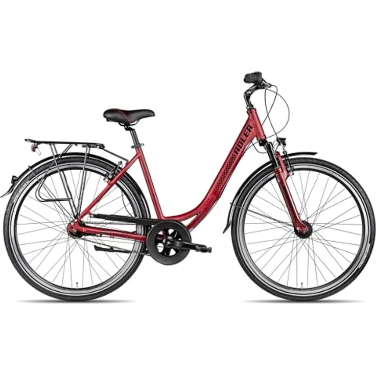 Adler Verona NEXUS Wave Damen-Citybike, 7-Gang Shimano Nabenschaltung, Rücktrittbremse, 28 Zoll, Rot, 55 cm