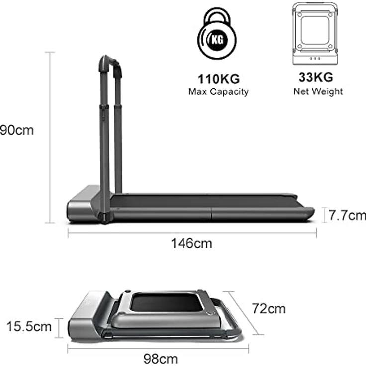 WALKINGPAD R1 Pro, Klappbares Laufband mit 918 Watt Elektromotor, für Geh- und Lauftraining bis 10 km/h, LCD Display, max. 110 kg Belastbarkeit – Bild 2