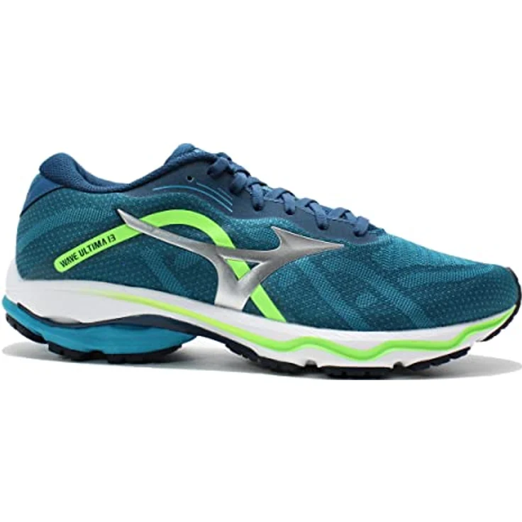 Mizuno Wave Ultima 13, Herren-Laufschuhe mit Mizuno Enerzy Foam-Dämpfung und stabilisierenden Stützplatten, Weiß/Blau/Grün, Größe 44 – Bild 2