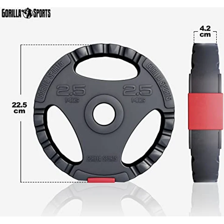 GORILLA SPORTS® Hantelset - 100kg, Langhantelstange 170cm, SZ Curlstange 120cm, 2x Kurzhanteln, Gewichte 4x1,25kg / 4x2,5kg / 4x5kg / 4x10kg, mit 8 Sternverschlüsse, Ø 30 mm, Kunststoff - Hantel Set – Bild 5