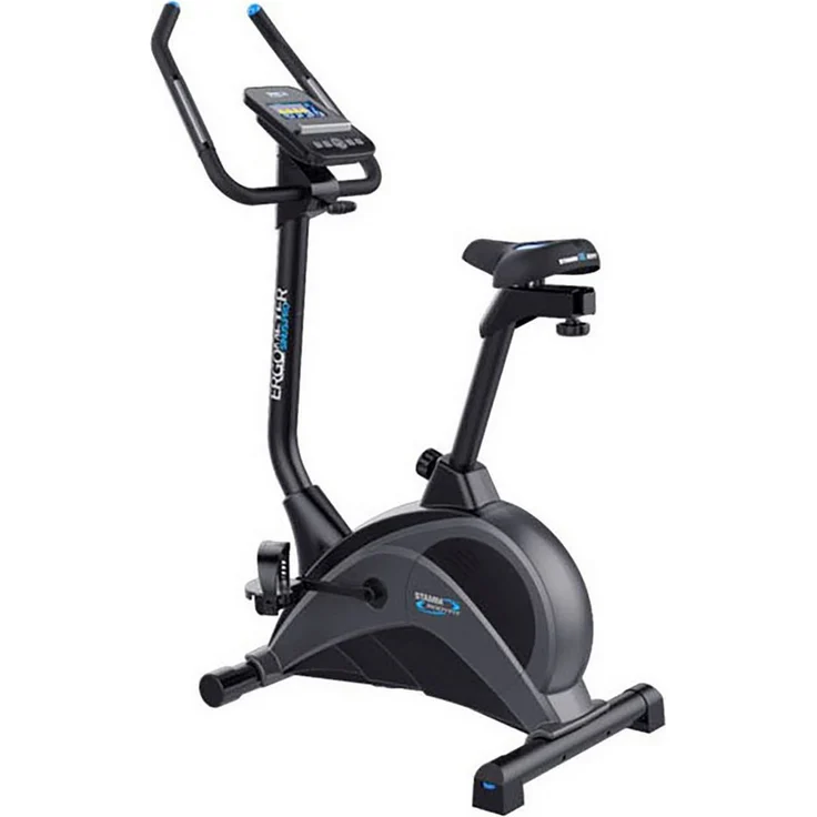 STAMM BODYFIT Ergometer Sinus.Pro, Hometrainer mit Motorsteuerung, 24 Widerstandsstufen, bis 200cm Körpergröße, beleuchtetes LCD Display, verstellbarer GEL-Sattel, kompakte Maße 109x55x143cm