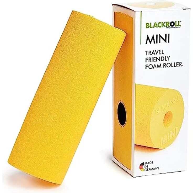 BLACKROLL® MINI Faszienrolle, handliche Fitness-Rolle für Selbstmassage, 15 x 5 cm, mittlere Härte, Gelb, Made in Germany – Bild 1
