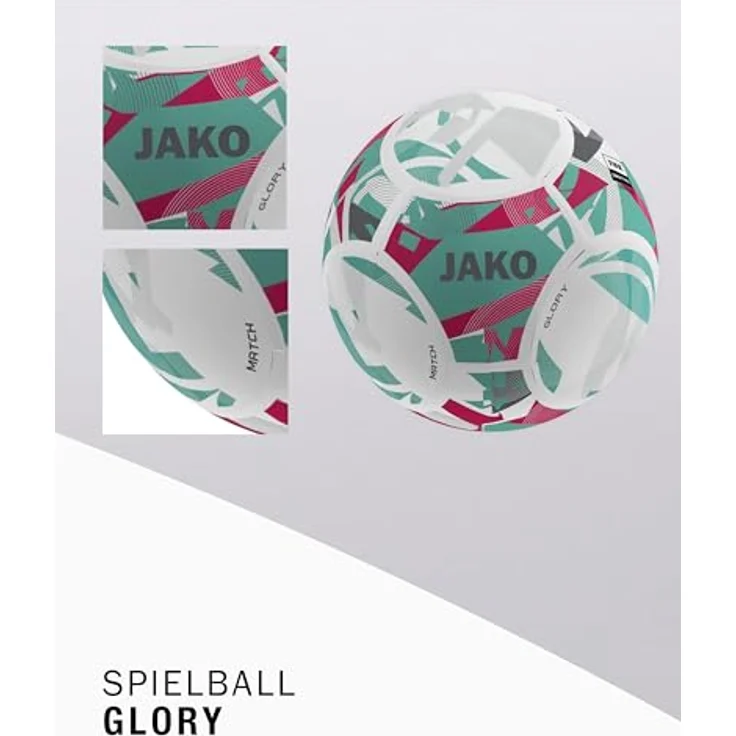 JAKO Spielball Glory, FIFA QUALITY PRO, Größe 5, weiß/Ruby red/cool Gray, optimales Handling und Grip für Kunstrasen – Bild 3