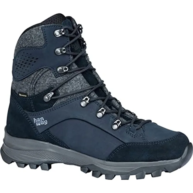 Hanwag Banks Winter Lady GTX, Wetterfester Damen Winter-Wanderschuh aus Nubukleder mit GORE-TEX Membran, Navy/Asphalt, Größe 37.5