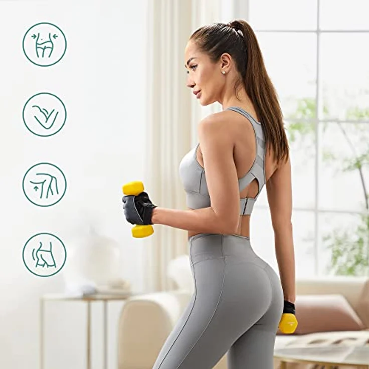 SONGMICS Hanteln 2er Set, Kurzhanteln, 2 x 1 kg, mit matter Beschichtung aus Neopren, rutschfest, Fitness, Gewichtheben für Zuhause, Fitnessstudio, gelb SYL62YL – Bild 4