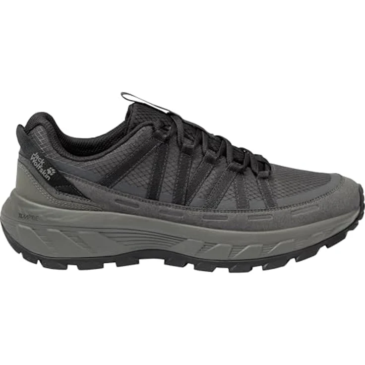 Jack Wolfskin Wild Hike Texapore Low, Herren Wanderschuh mit wasserdichter TEXAPORE Membran, Dämpfung und griffiger Gummiaußensohle, black/phantom, Größe 43 – Bild 1