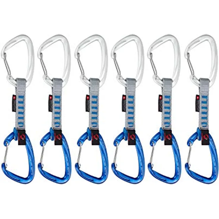 Mammut Crag Wire 10 cm Indicator, 6er Set Quickdraws, Wire Gate, Bruchfestigkeit 24 kN, silver/ultramarine